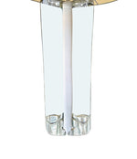A pair of 1960s Orrefors heavy glass lamps with white glass core and nickel fittings