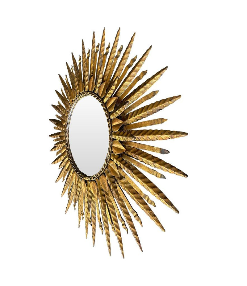 Mid Century Gilt Metal Circular Sunburst Mirror - Mid Century Mirror - Ed Butcher Antiques Shop London 