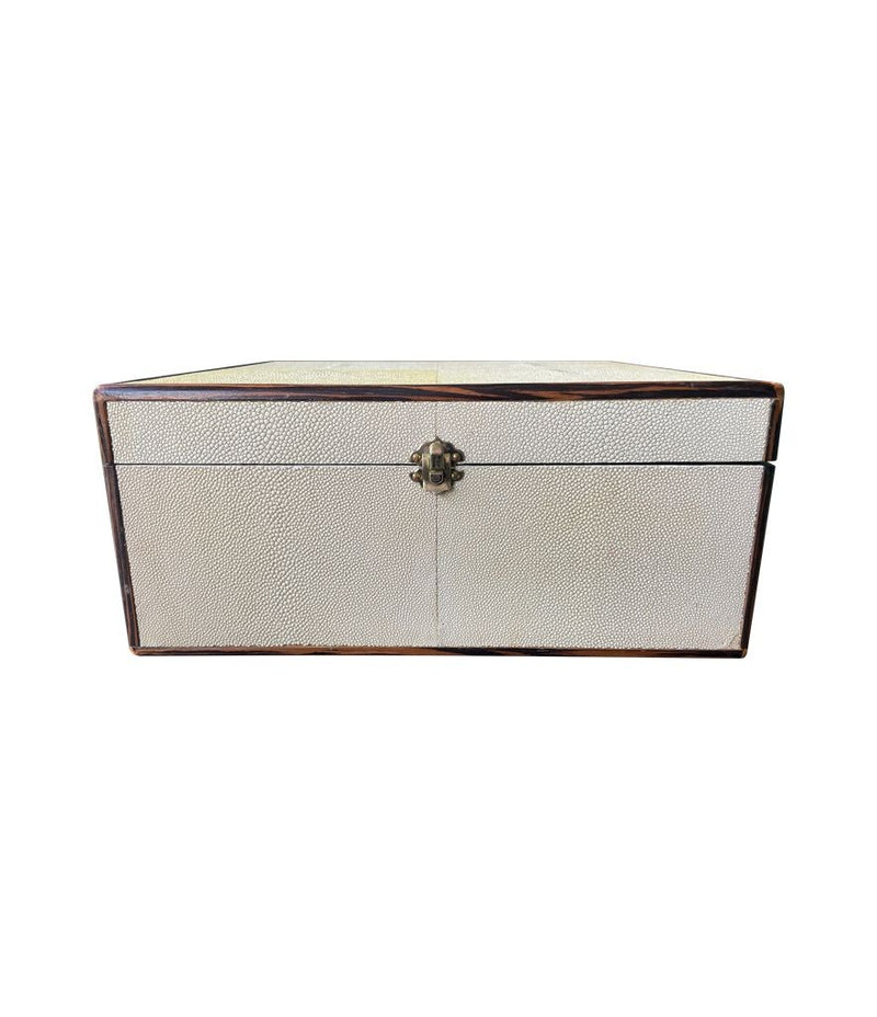 A large 1970s Italian shagreen and rosewood jewellery or watch box - Ed Butcher Antiques Shop London