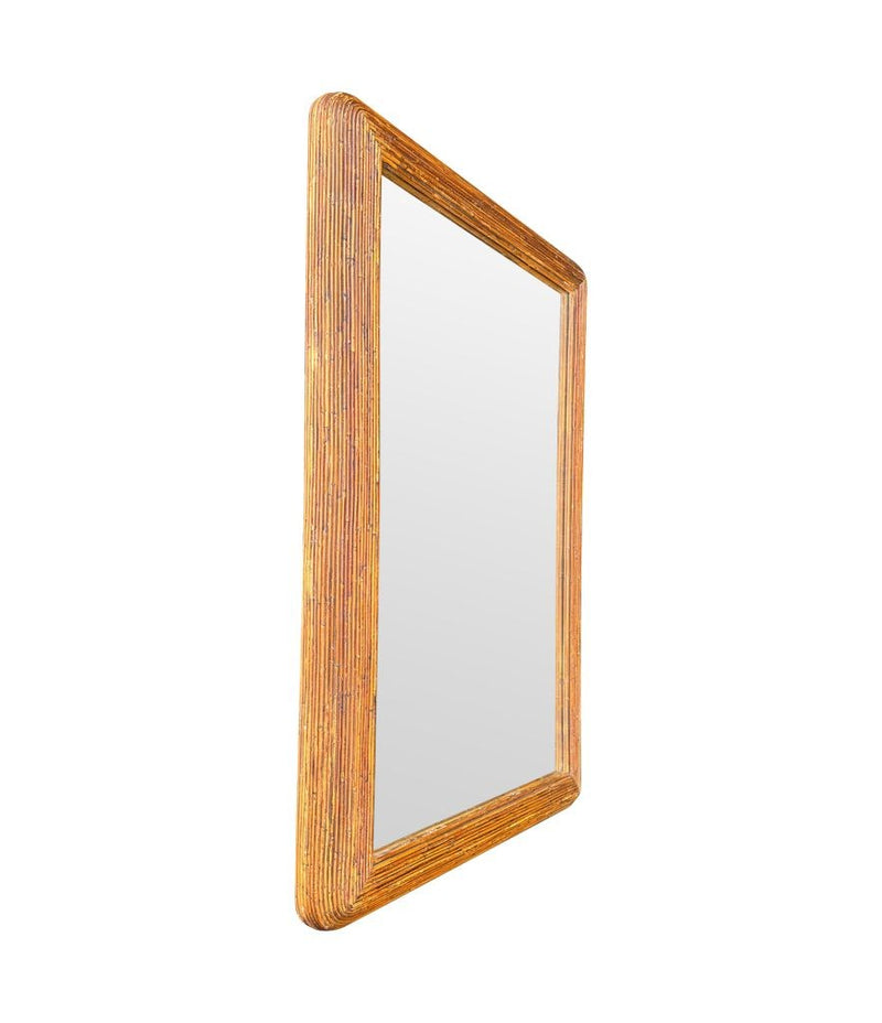 A large landscape or portrait 1970s bamboo mirror