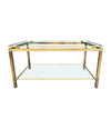  Mid Century Coffee Table in the style of Guy Lefevre gilt metal two tier circa 1970's French 