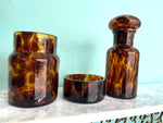 Mid Century Italian Faux Tortoiseshell Murano Glass Bathroom Set by Barovier et Toso - Ed Butcher Antiques Shop London