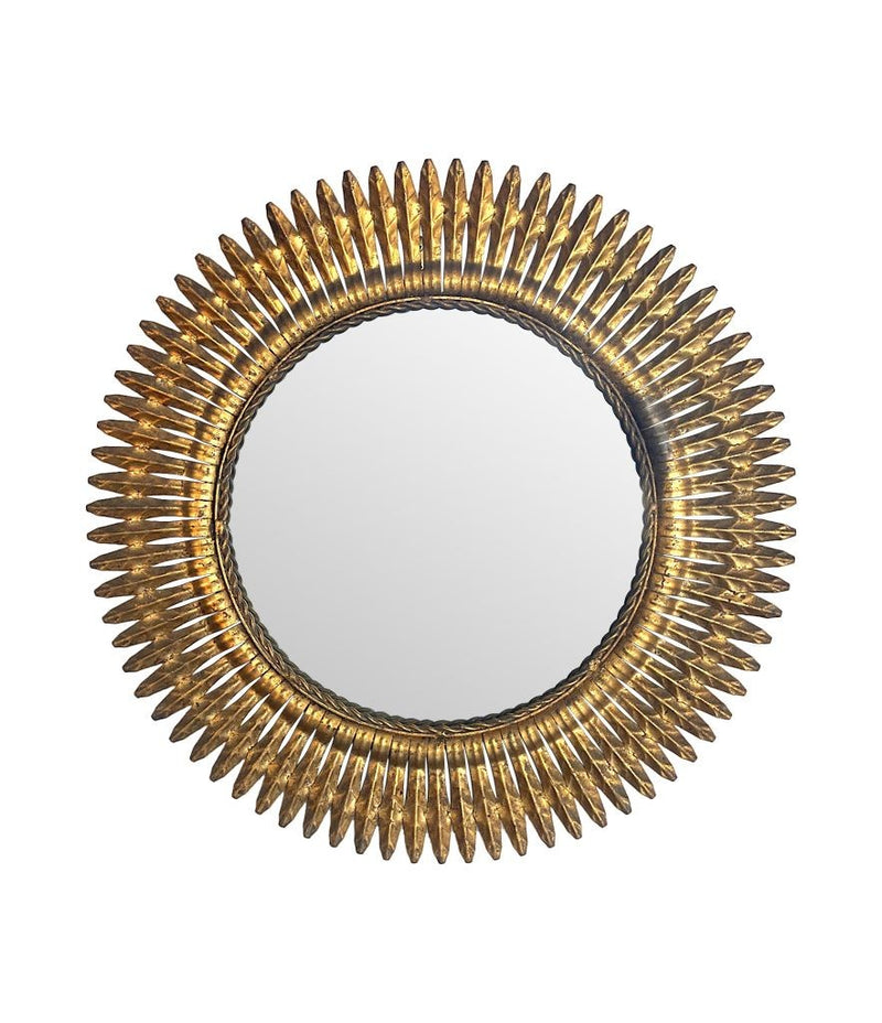 Spanish mid century gilt metal sunburst mirror - Mid Century Mirrors