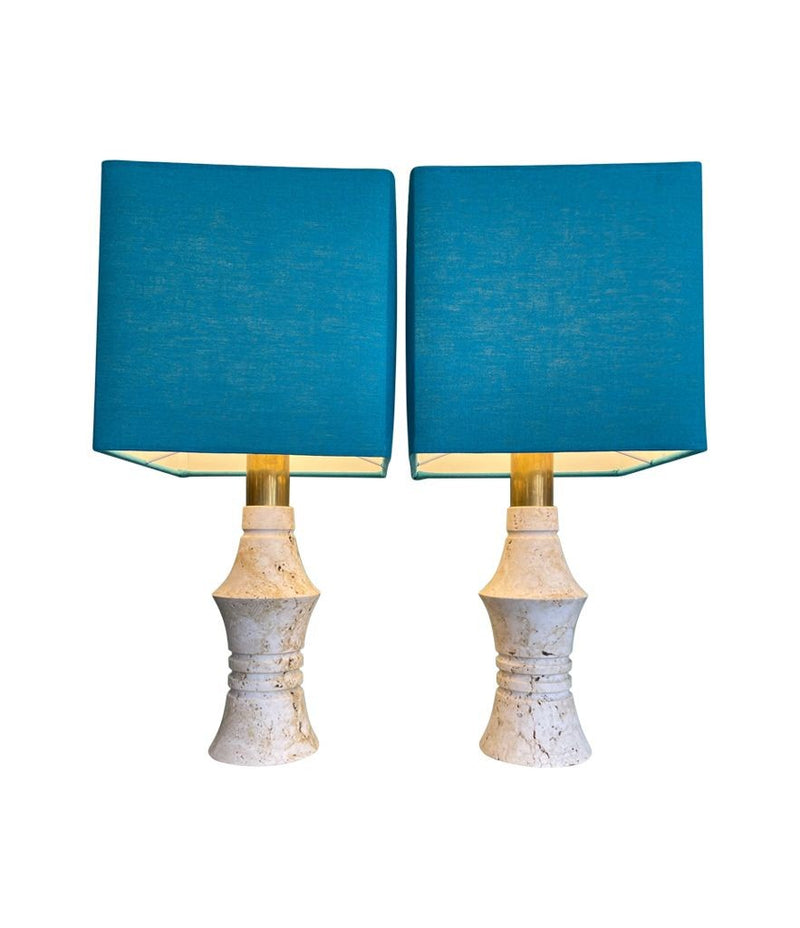 Mid Century table Lamps with Travertine bases by Fratelli Mannelli - Mid Century Lighting - 1970s table lamps