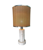 Mid Century travertine Lamp by Fratelli Manelli with rattan shade - Mid Century Lighting - Ed Butcher Antiques Shop London