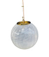 Mid Century Murano Glass Pendant Light by Venini with white wavy swirl design with brass fittings - Mid Century Lighting 