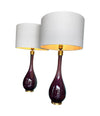 Pair of Italian Purple Murano Glass teardrop shaped lamps - Ed Butcher Antique Shop London