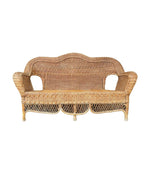 Curvaceous vintage wicker sofa French 1960s with beaded detail