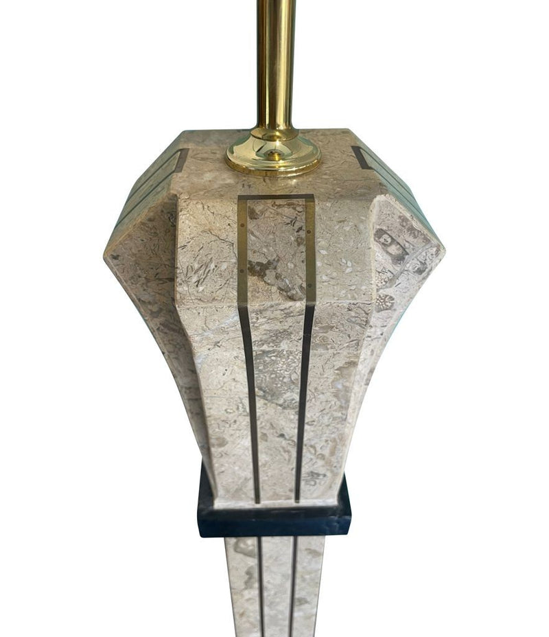 Art Deco style tessellated marble floor lamp by Maitland Smith - Mid Century Lighting