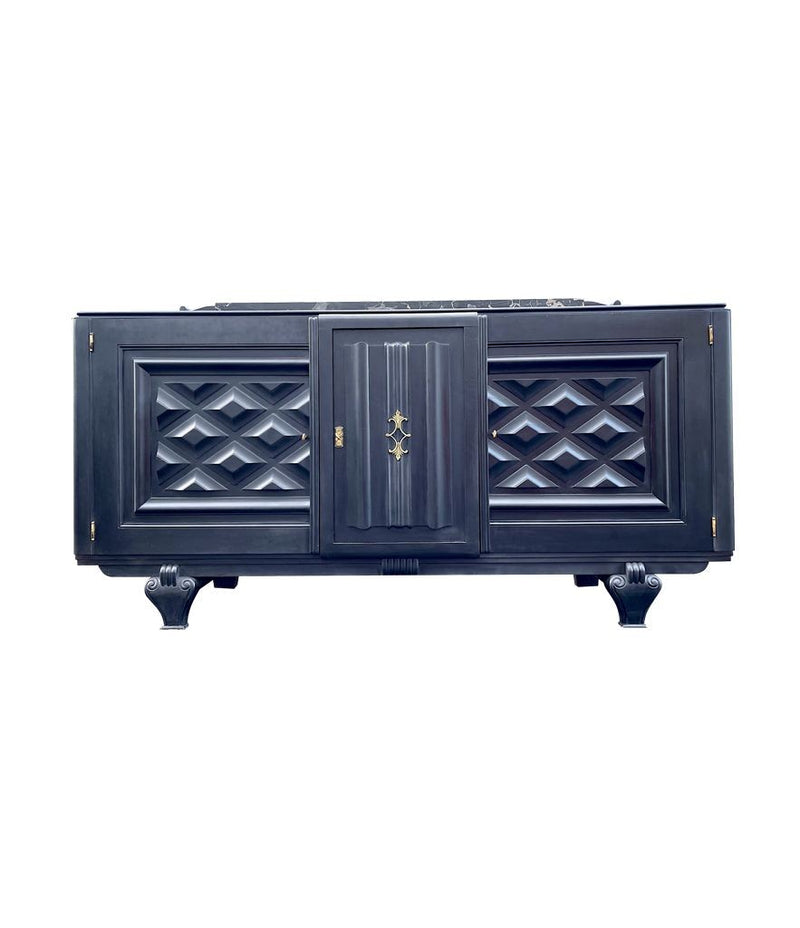 Art Deco French Ebonised Oak Sideboard - Antique Furniture - Art Deco Sideboard - Ed Butcher Antiques Shop London