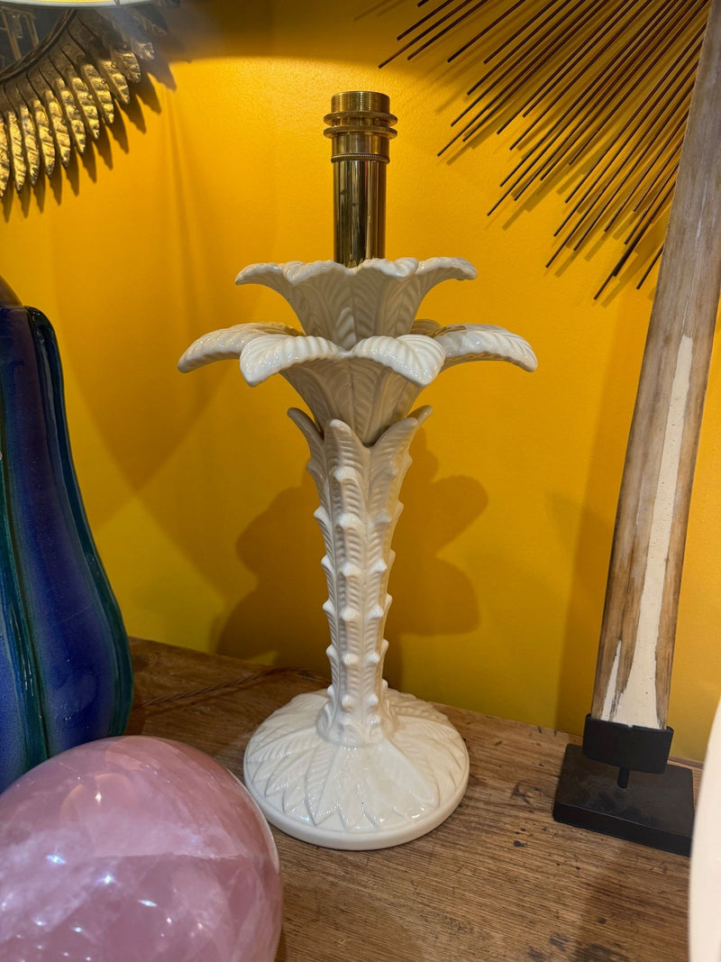 A pair of Italian ceramic 1970s palm tree lamps for lighting company Leola
