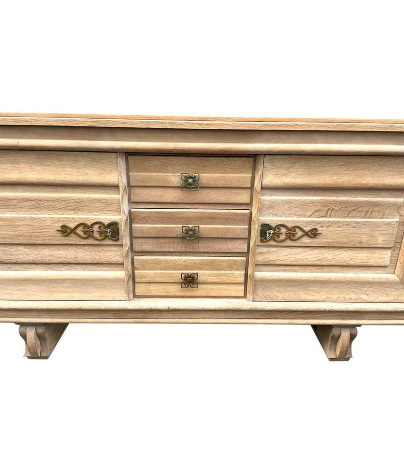Art Deco French Bleached Oak Sideboard in the style of Gaston Poisson - Antique Furniture - Art Deco Sideboard - Ed Butcher Antiques Shop London