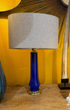 A pair of 1960s cobalt blue opaline Murnao glass lamps by Gino Cenedese