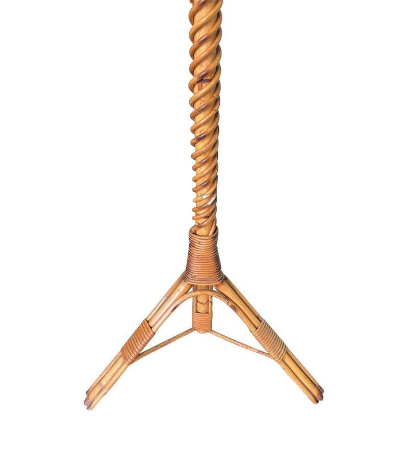 A Mid Century French bamboo floor lamp by Louis Sognot with original bamboo shade - Mid Century Lighting - Mid Century floor lamp