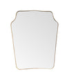 A large original 1950s Italian shield mirror with brass frame, original plate and solid wood back