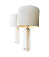 A pair of 1960s Orrefors heavy glass lamps with white glass core and nickel fittings
