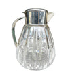 Mid Century Crystal lemonade jug with silver plated handle and central ice tube - Vintage Barware