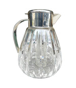 Mid Century Crystal lemonade jug with silver plated handle and central ice tube - Vintage Barware