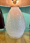 A French 1930s Cristallerie Lorraine Alsace pressed glass opaline lamp with leaf desgin