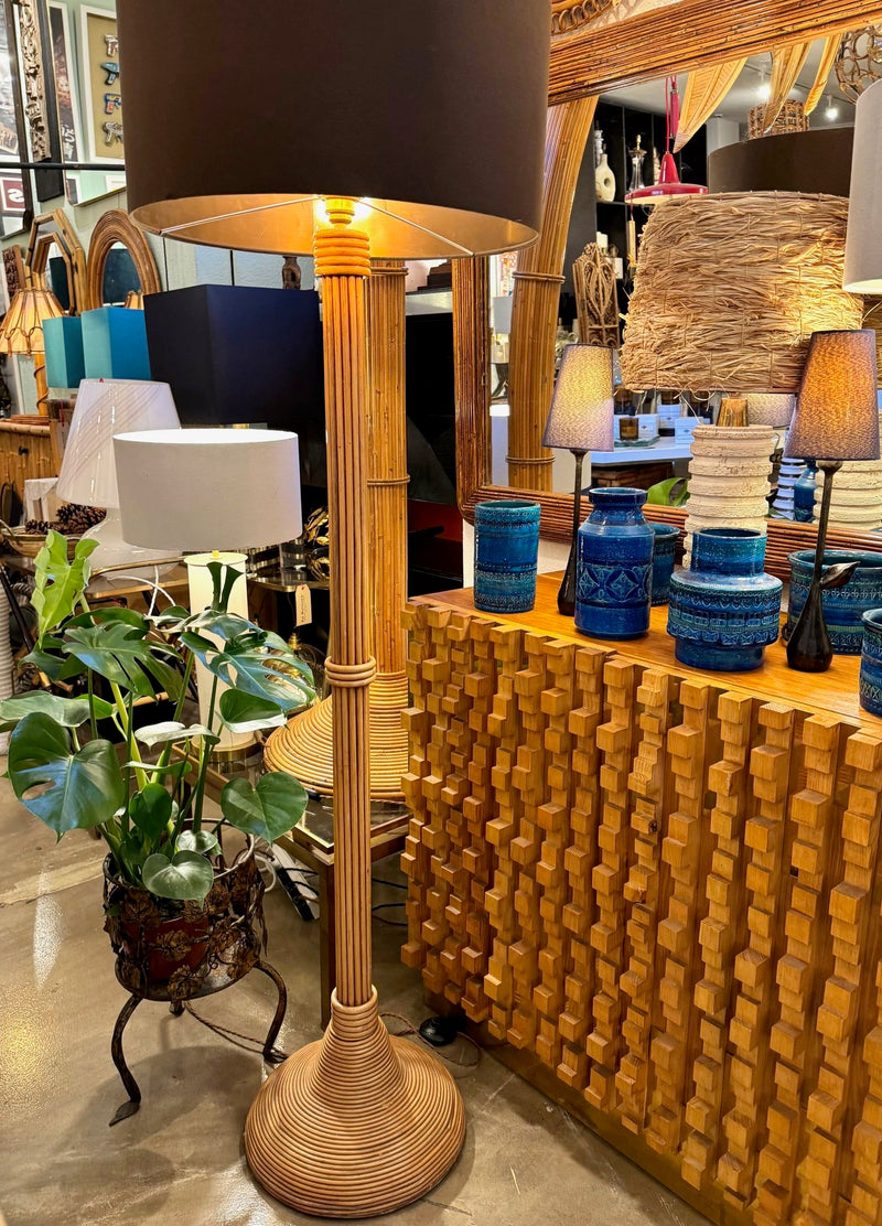 An Italian 1970s bamboo floor lamp