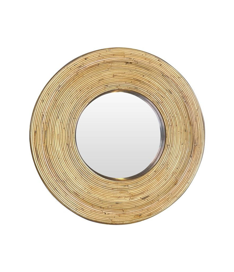arge Italian circular bamboo and brass mirror in the style of Gabriella Crespi - Ed Butcher Antiques Shop London