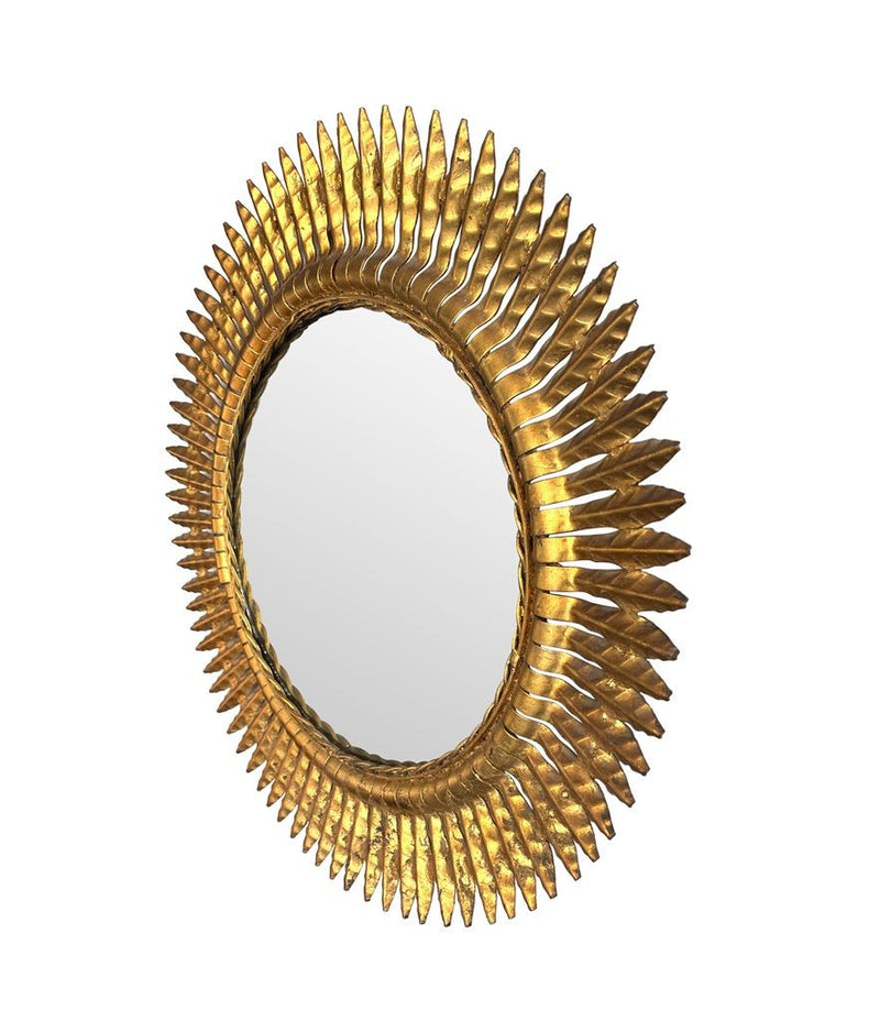 Spanish mid century gilt metal sunburst mirror - Mid Century Mirrors