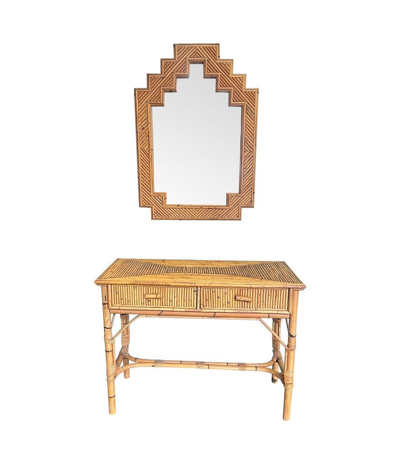 An Italian 1970s Bamboo console dressing table by Vivai Del Sud