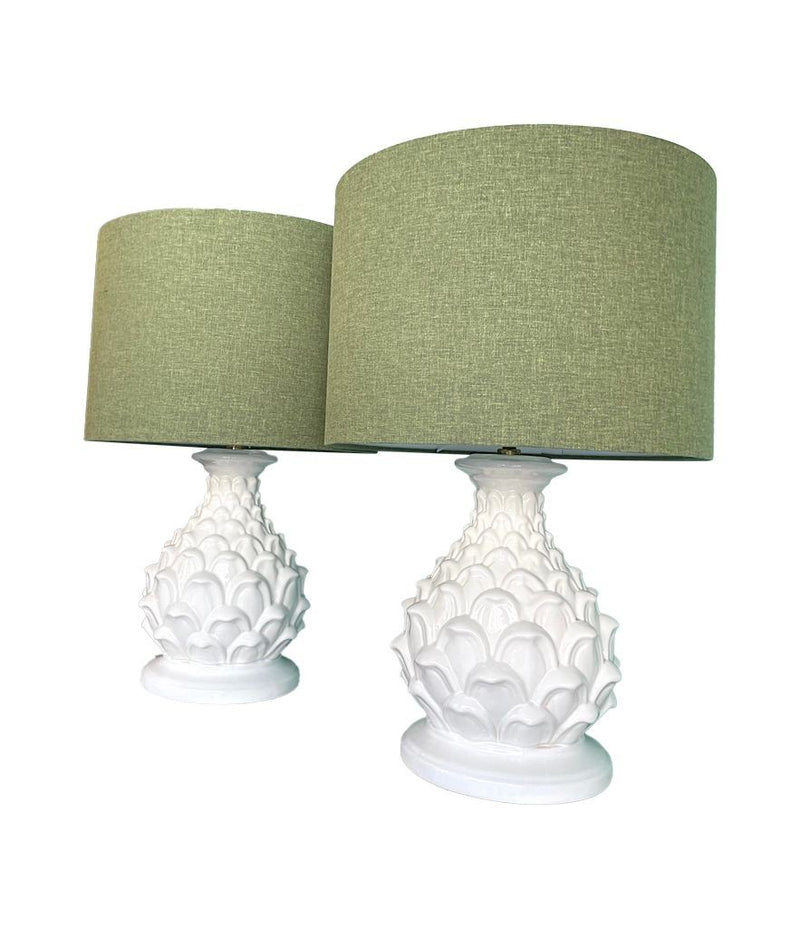 Mid Century table lamps ceramic artichoke bases - Mid Century Lighting - 1970s table lamps