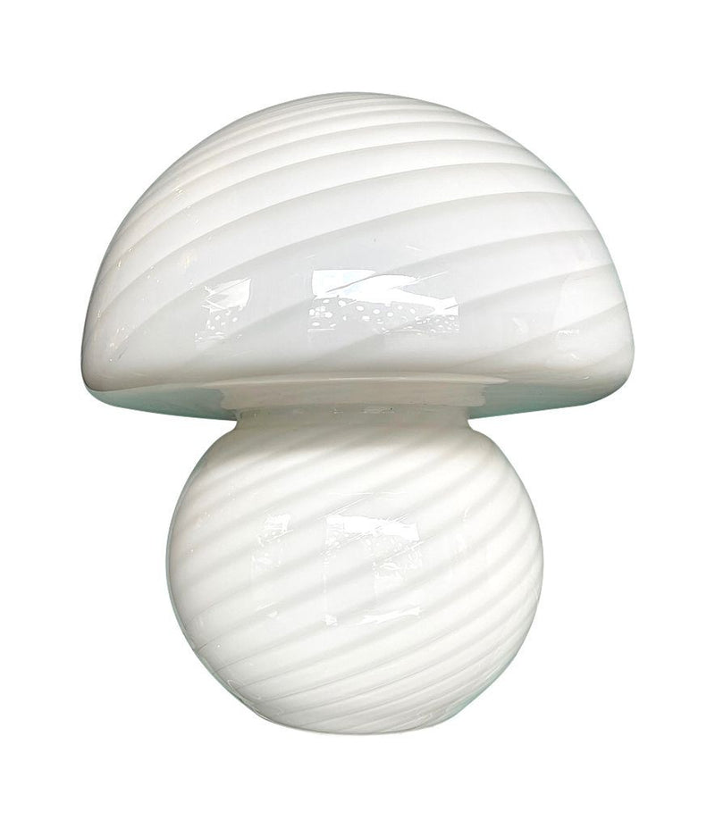 Mid Century mushroom lamps by Venini in white swirl Murano glass - Mid Century Lighting