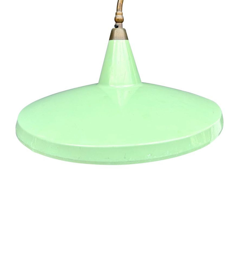 An Italian 1950s Stilnovo brass extendable telescopic wall light with green stitched leather arm