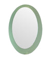 An Italian 1960s Crystal Arte oval mirror with pastel mint green mirrored frame