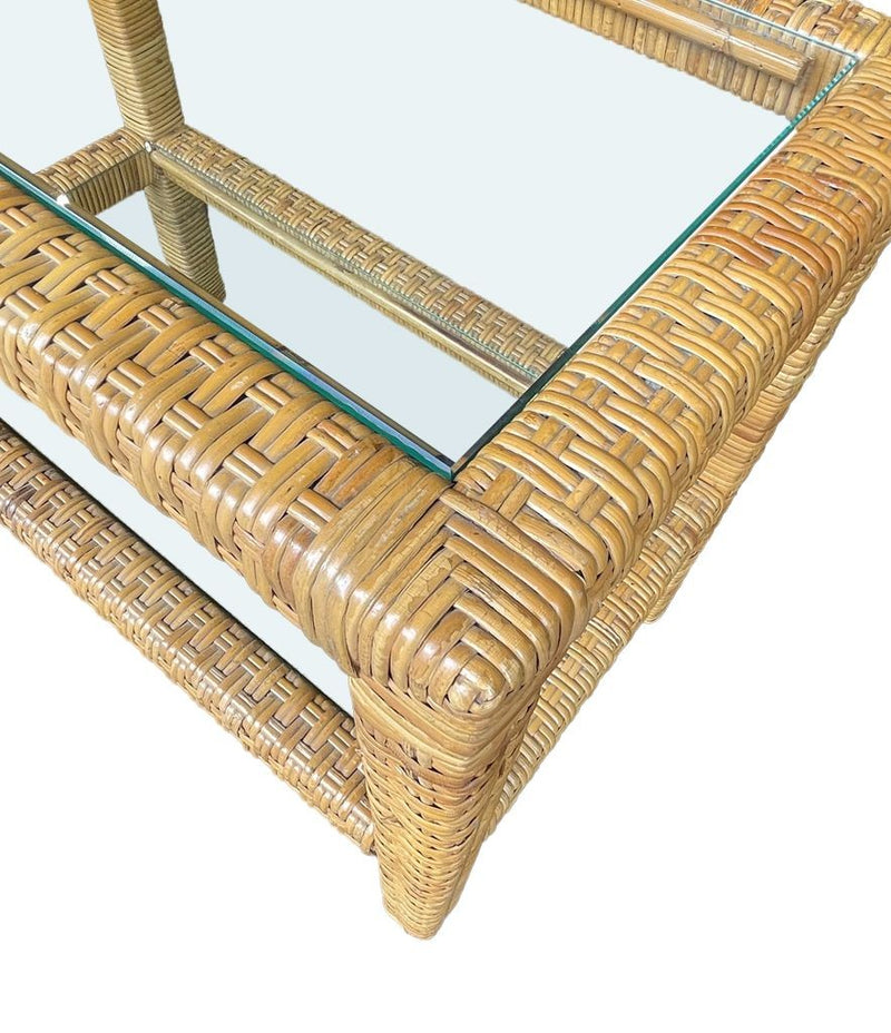 Mid Century Rattan mirror and matching Console table - Mid Century Furniture 