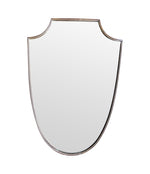 An orignal Italian 1960s brass shield mirror with beaded inner frame detail