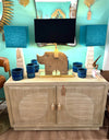An Italian 1970s pencil reed bamboo, two doors, cabinet by Vivai Del Sud