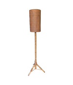 A Mid Century French bamboo floor lamp by Louis Sognot with original bamboo shade - Mid Century Lighting