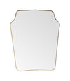 A large original 1950s Italian shield mirror with brass frame, original plate and solid wood back