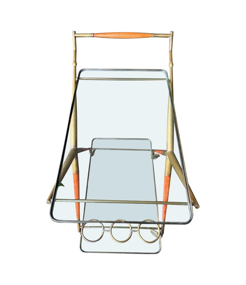An Italian 1950s brass and lacquered wood bar trolley by Cesare Lacca