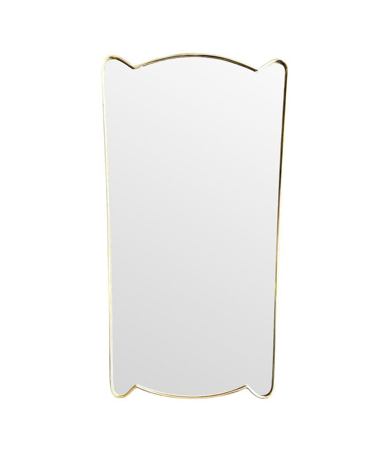 Unique shaped Mid Century Italian shield mirror with solid wood back in the style of Gio Ponti - Mid Century Mirror