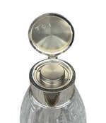 Mid Century Crystal lemonade jug with silver plated handle and central ice tube - Vintage Barware