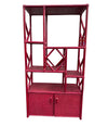 An Italian 1970s burgundy red bamboo shelving unit by Vivai del Sud