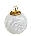 A large 1960s Venini Murano glass ball “Tessuto” swirl pendant light