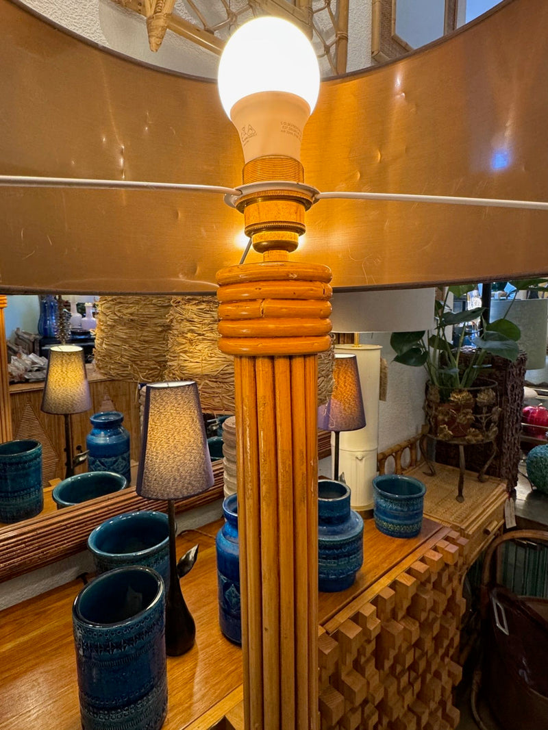 An Italian 1970s bamboo floor lamp