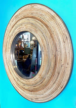 arge Italian circular bamboo and brass mirror in the style of Gabriella Crespi - Ed Butcher Antiques Shop London