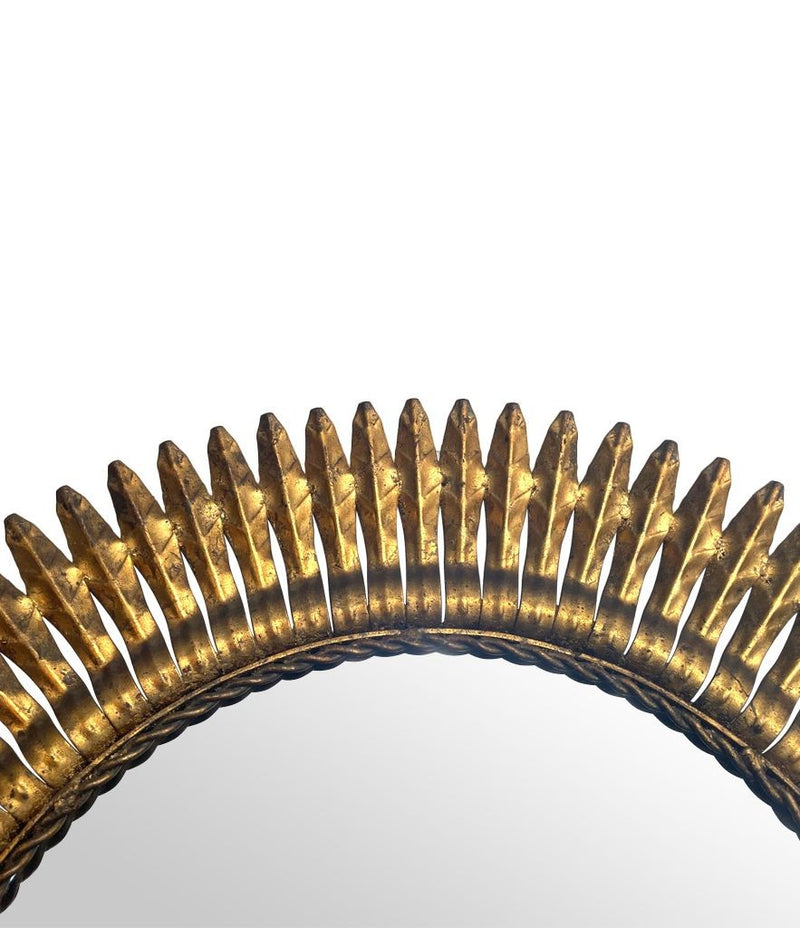Spanish mid century gilt metal sunburst mirror - Mid Century Mirrors