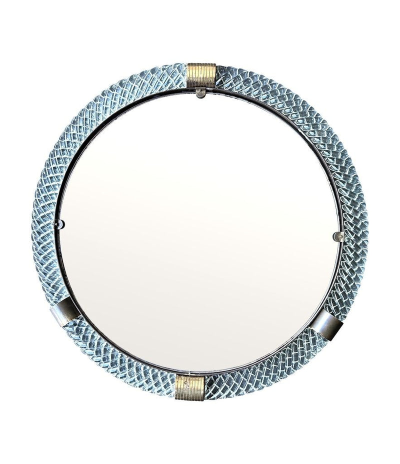 A large 1940s circular Murano glass and brass mirror by Barovier and Toso