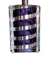 A large Mid Century Table lamp made of lucite and chrome with purple and chrome stripes and a black shade - Mid Century Lighting - 1970s table lamp
