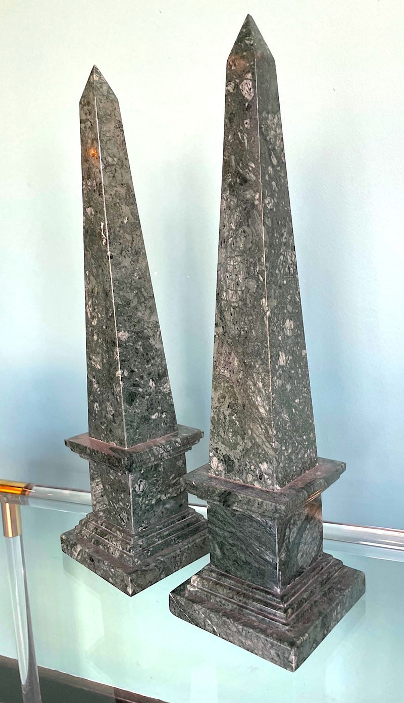 Pair of Italian Verde Indio Green Marble Obelisks - Ed Butcher Antiques Shop London