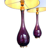 Pair of Italian Purple Murano Glass teardrop shaped lamps - Ed Butcher Antique Shop London