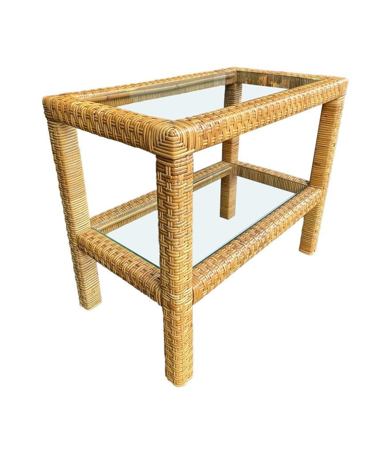 Mid Century Rattan mirror and matching Console table - Mid Century Furniture 