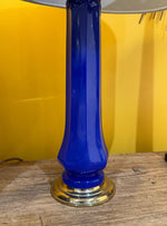 A pair of 1960s cobalt blue opaline Murnao glass lamps by Gino Cenedese